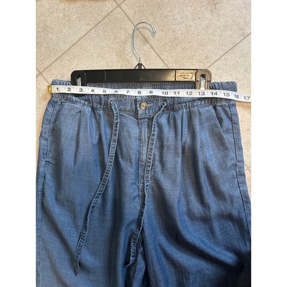 American Eagle Chambray Pants Drawstring Waist Paperbag Pants Size 10 - Picture 4 of 5
